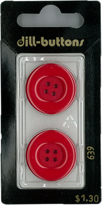 Button - 0639 - 23mm - Red - by Dill Buttons of America