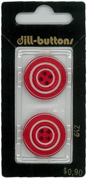 Button - 0642 - 23mm - Red with white - by Dill Buttons of Ameri