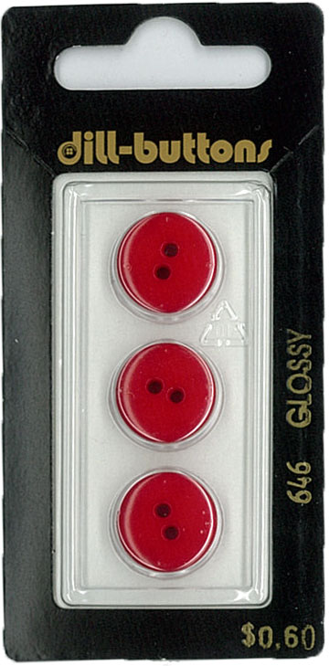 Button - 0646 - 14 mm - Red - Glossy - by Dill Buttons of Americ