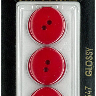Button - 0647 - 18 mm - Red - Glossy - by Dill Buttons of Americ