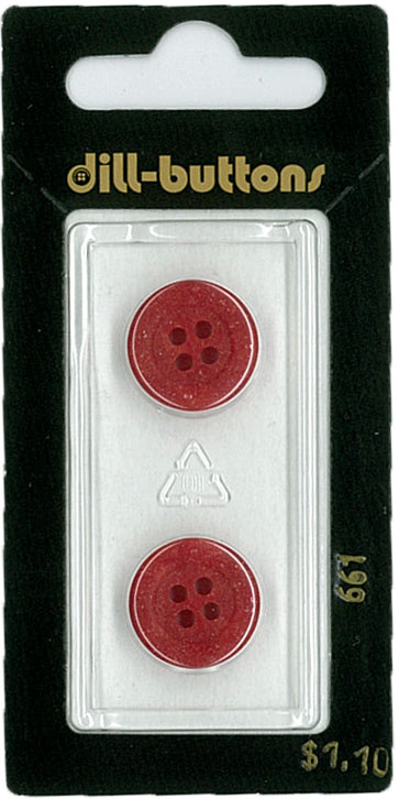 Button - 0661 - 15 mm - Red - by Dill Buttons of America