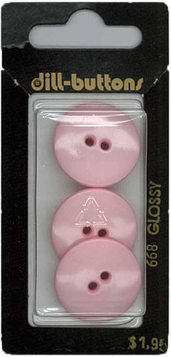 Button - 0668 - 23 mm - Pink - Glossy - by Dill Buttons of Ameri