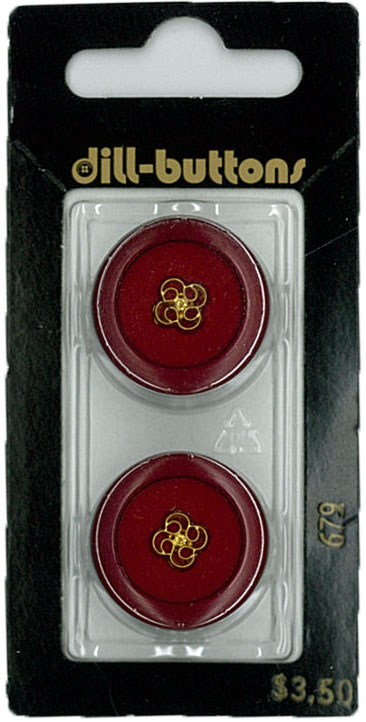 Button - 0679 - 23 mm - Red - by Dill Buttons of America