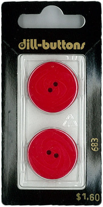 Button - 0683 - 28 mm - Red - by Dill Buttons of America