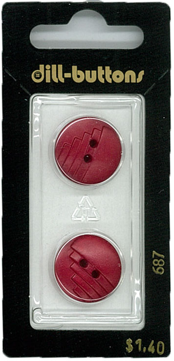 Button - 0687 - 18 mm - Red - by Dill Buttons of America