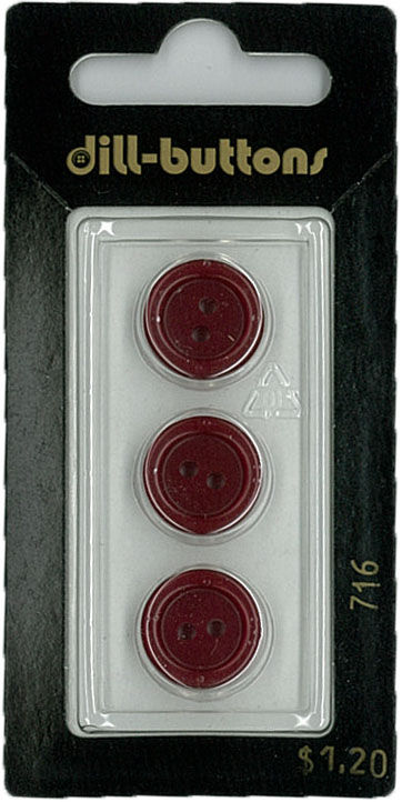Button - 0716 - 14 mm - Red - by Dill Buttons of America