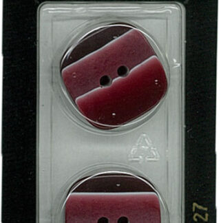 Button - 0727 - 23 mm - Maroon Striped - by Dill Buttons of Amer