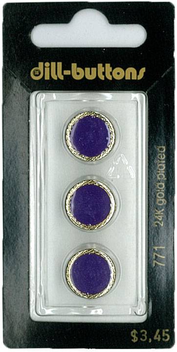 Button - 0771 - 13 mm - Purple with gold - 24K gold plated - by