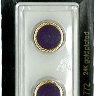 Button - 0772 - 15 mm - Purple with gold - 24K gold plated - by
