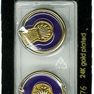 Button - 0776 - 23 mm - Purple with gold - 24K gold plated - by