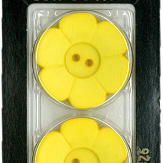 Button - 0826 - 28 mm - Yellow Flower - by Dill Buttons of Ameri