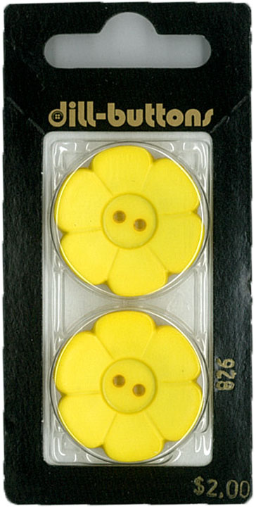Button - 0826 - 28 mm - Yellow Flower - by Dill Buttons of Ameri
