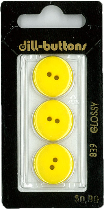 Button - 0839 - 18 mm - Yellow - Glossy - by Dill Buttons of Ame