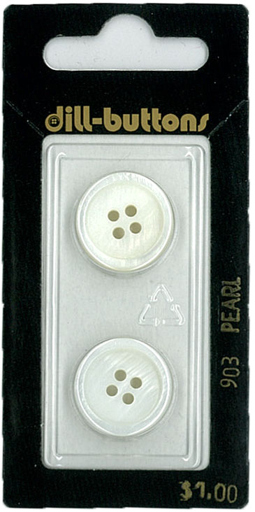 Button - 0903 - 18 mm - White - by Dill Buttons of America