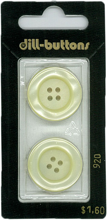 Button - 0920 - 23 mm - Pearl - by Dill Buttons of America