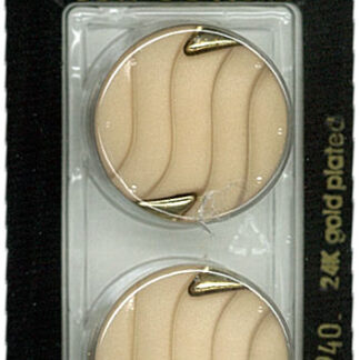 Button - 0940 - 25 mm - Beige with gold - 24K gold plated - by D