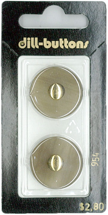 Button - 0954 - 23 mm - Beige with gold - by Dill Buttons of Ame