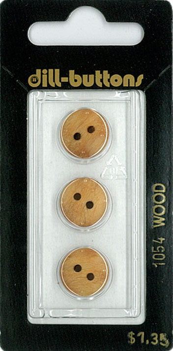 Button - 1054 - 23 mm - Light Brown - Wood - by Dill Buttons of