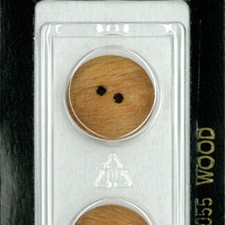 Button - 1055 - 18 mm - Light Brown - Wood - by Dill Buttons of