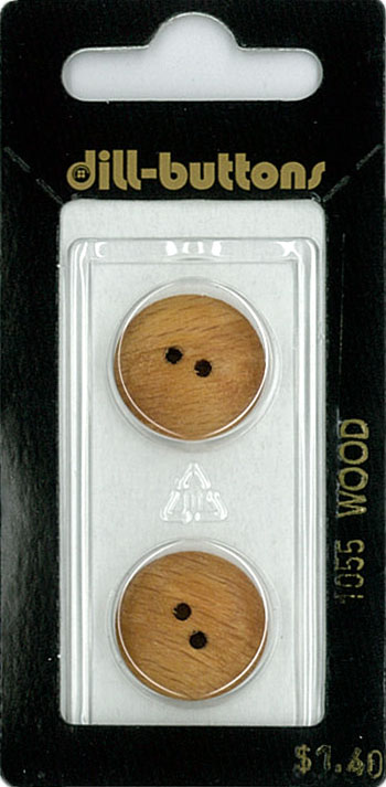 Button - 1055 - 18 mm - Light Brown - Wood - by Dill Buttons of