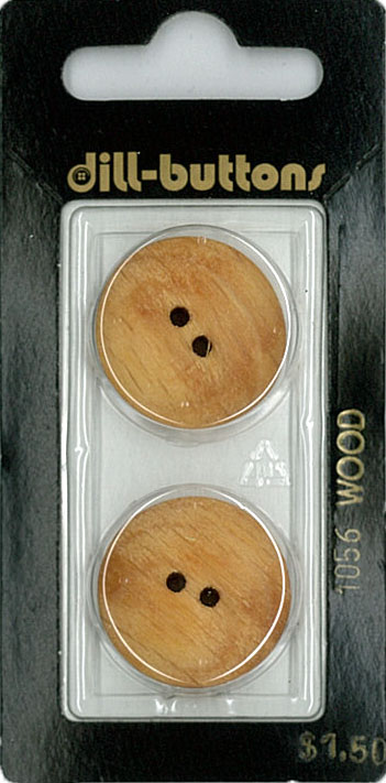 Button - 1057 - 18 mm - Light Brown - Wood - by Dill Buttons of