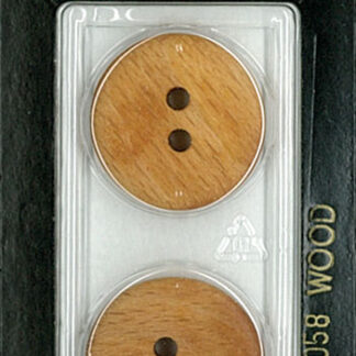 Button - 1058 - 23 mm - Light Brown - Wood - by Dill Buttons of