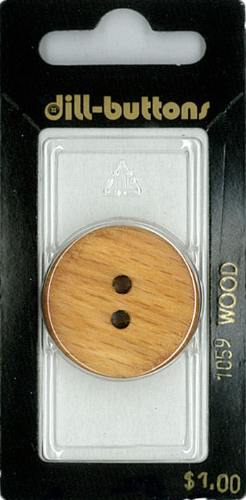 Button - 1059 - 28 mm - Light Brown - Wood - by Dill Buttons of