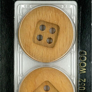 Button - 1062 - 28 mm - Light Brown - Circle with square carved