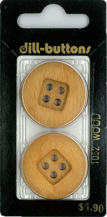Button - 1062 - 28 mm - Light Brown - Circle with square carved
