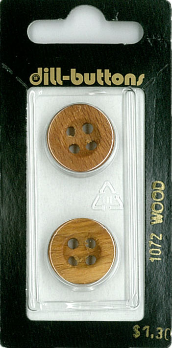 Button - 1072 - 18 mm - Light Brown - Wood - by Dill Buttons of