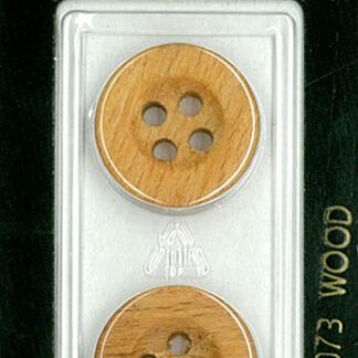 Button - 1073 - 20 mm - Light Brown - Wood - by Dill Buttons of