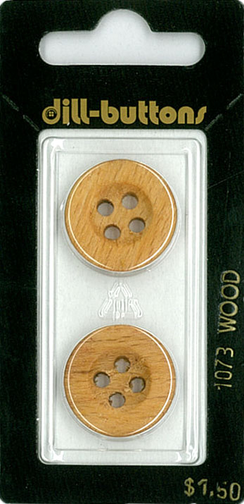 Button - 1073 - 20 mm - Light Brown - Wood - by Dill Buttons of