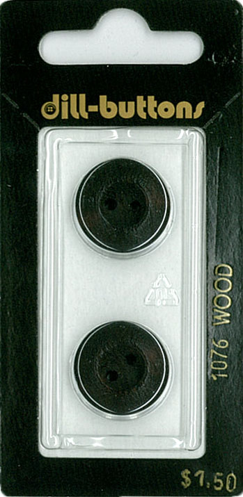 Button - 1076 - 18 mm - Black - Wood - by Dill Buttons of Americ