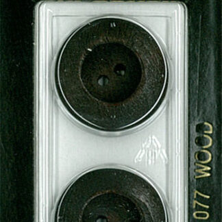 Button - 1077 - 23 mm - Black - Wood - by Dill Buttons of Americ