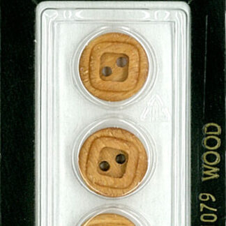 Button - 1079 - 15 mm - Light Brown - Wood - by Dill Buttons of