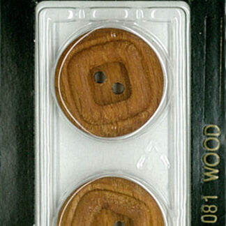 Button - 1081 - 23 mm - Light Brown - Wood - by Dill Buttons of