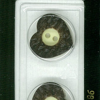 Button - 1086 - 20 mm - Brown and White Heart - by Dill Buttons