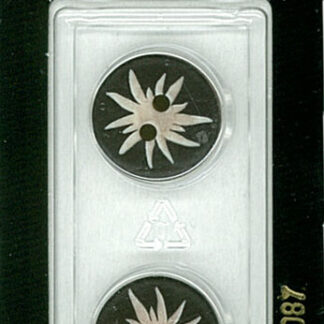 Button - 1087 - 18 mm - Black with Silver Star - by Dill Buttons