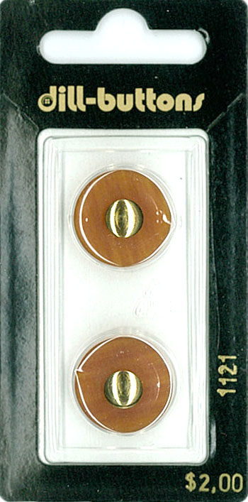 Button - 1121 - 18 mm - Light Brown with Gold - by Dill Buttons