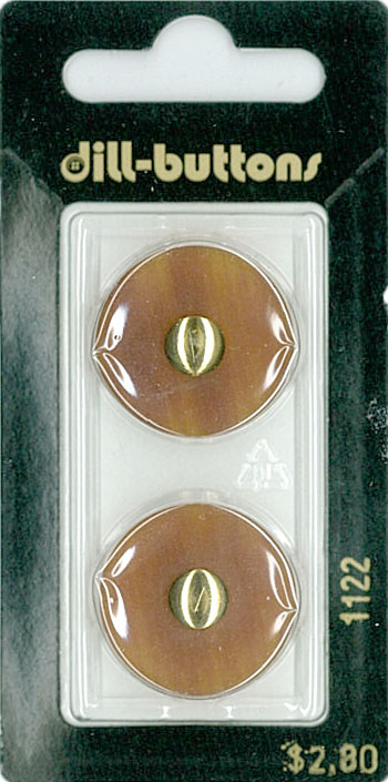 Button - 1122 - 23 mm - Light Brown with Gold - by Dill Buttons