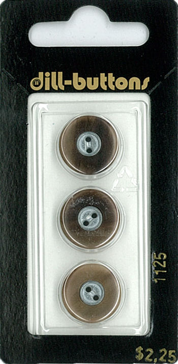 Button - 1125 - 15 mm - Brown with Silver - by Dill Buttons of A
