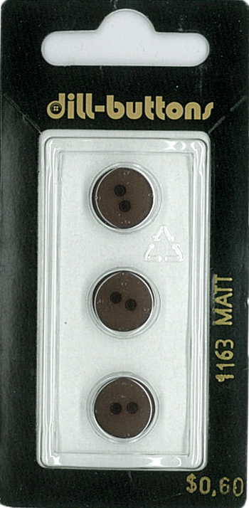 Button - 1163 - 11 mm - Dark Brown - Matt - by Dill Buttons of A