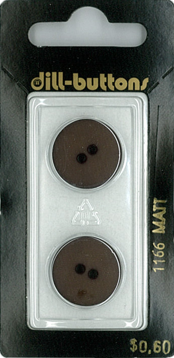 Button - 1166 - 18 mm - Dark Brown - Matt - by Dill Buttons of A