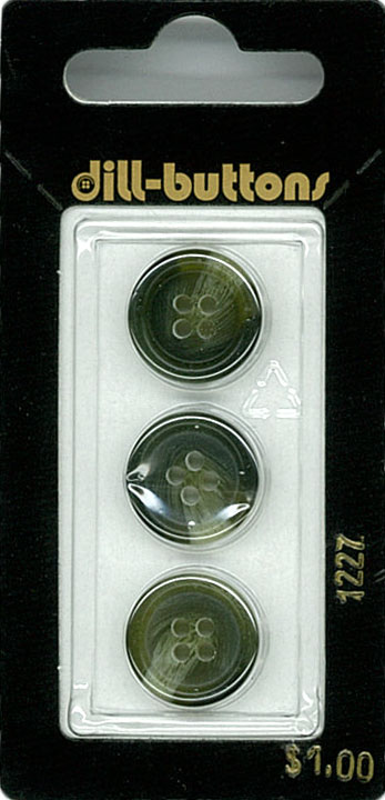 Button - 1227 - 15 mm - Moss Green - by Dill Buttons of America
