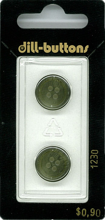 Button - 1230 - 15 mm - Moss Green - by Dill Buttons of America