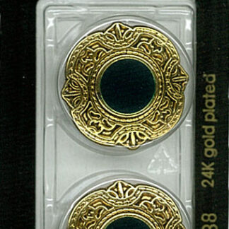 Button - 1238 - 25 mm - Green with gold - 24K gold plated - by D