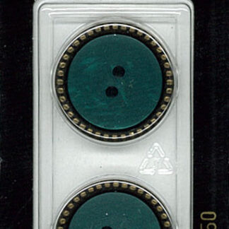 Button - 1250 - 23 mm - Teal with metal around - by Dill Buttons