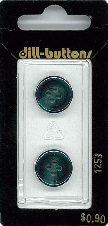 Button - 1253 - 15 mm - Teal - by Dill Buttons of America