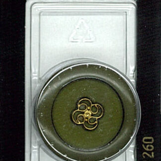 Button - 1260 - 28 mm - Olive Green with gold flower - by Dill B