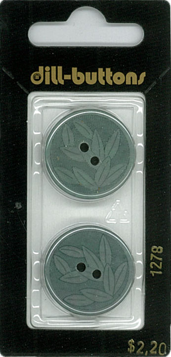 Button - 1278 - 23 mm - Greenish Grey with leaves - by Dill Butt